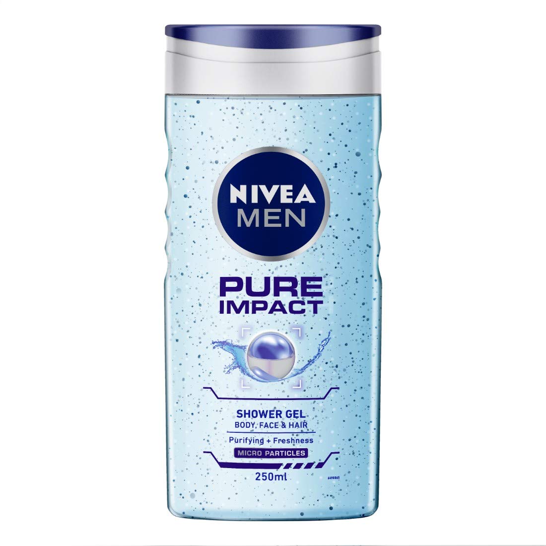NIVEA Men Body Wash, Pure Impact Shower Gel for Body, Face & Hair, 250 ml
