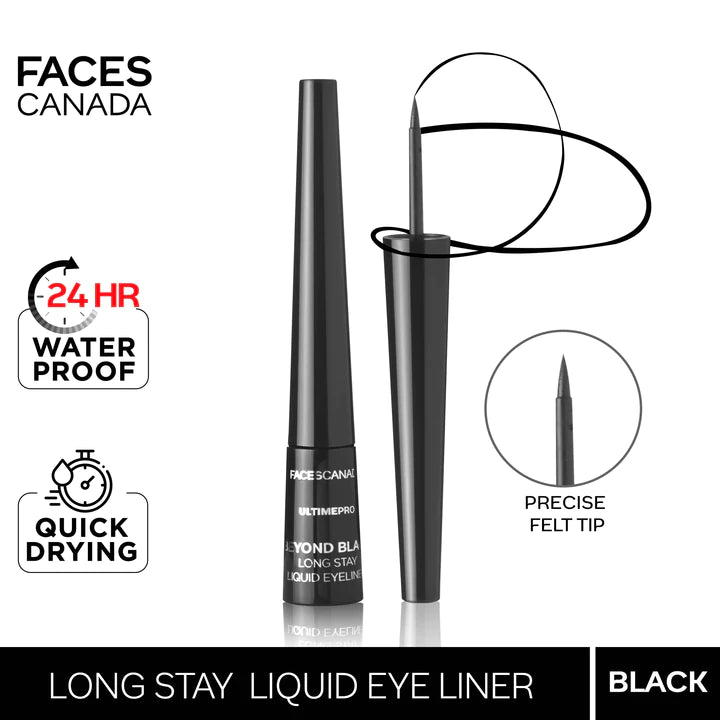 Faces Beyond Black Long Stay Liquid Eye Liner Black