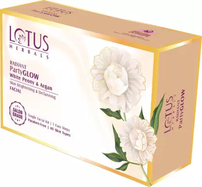 LOTUS HERBALS Radiant PartyGLOW White Peony & Argan Facial Kit  57g